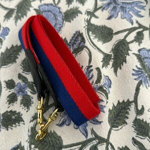 Clare V. Navy and Red stripe crossbody strap
